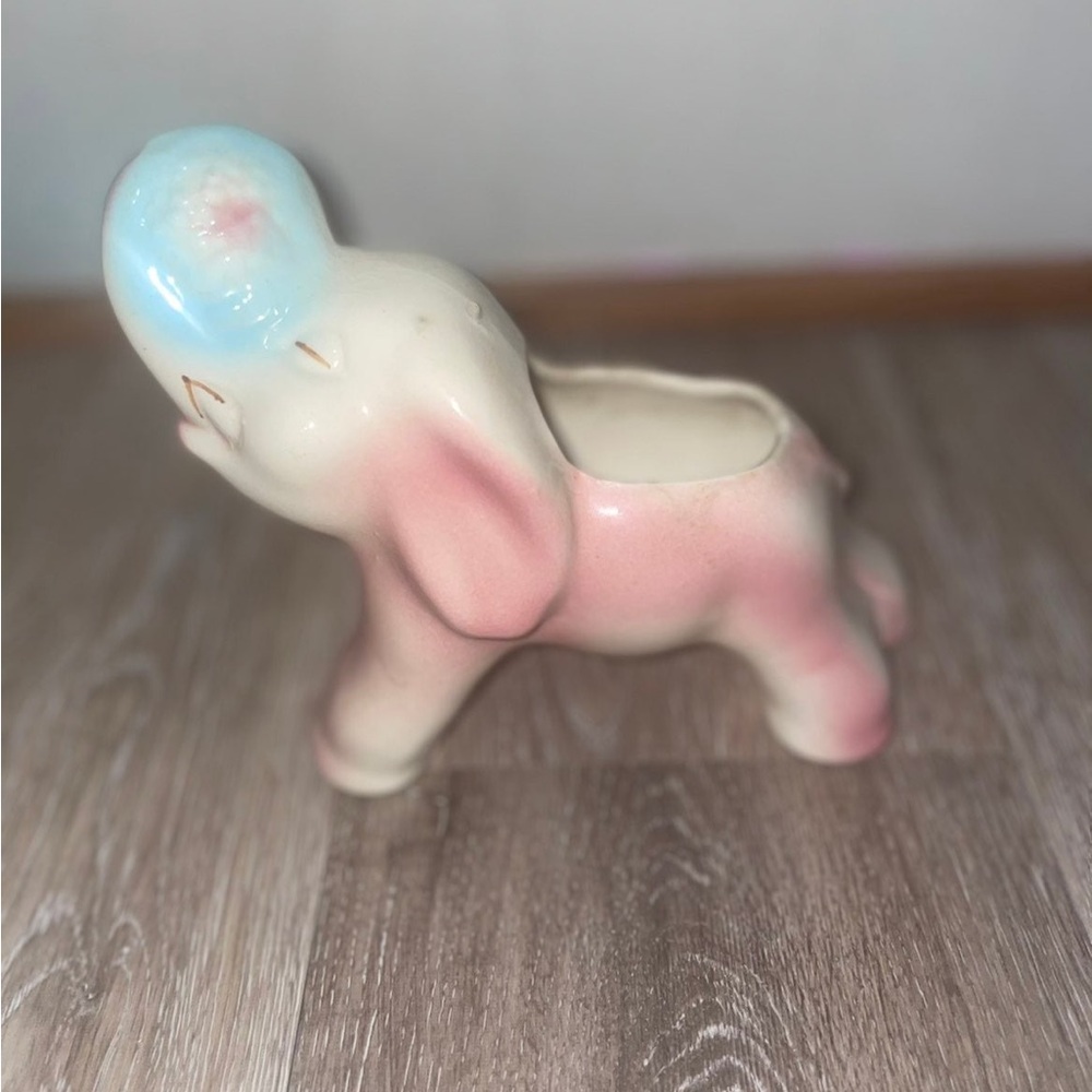 Pink & Blue Ceramic Elephant Planter